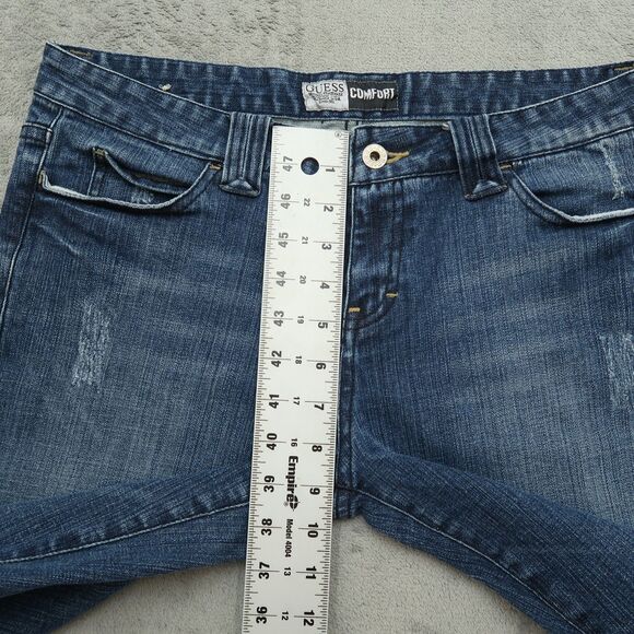 Guess Jeans Women's Size 31 Mid-Rise Comfort Bootcut Denim 31" Inseam Distressed - Picture 7 of 16